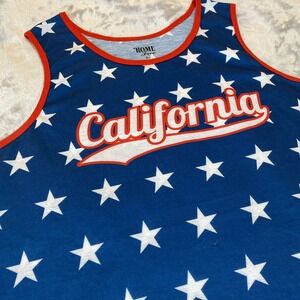 Home Free Tank Top Men Large Blue California Star Print Patriotic Americana
